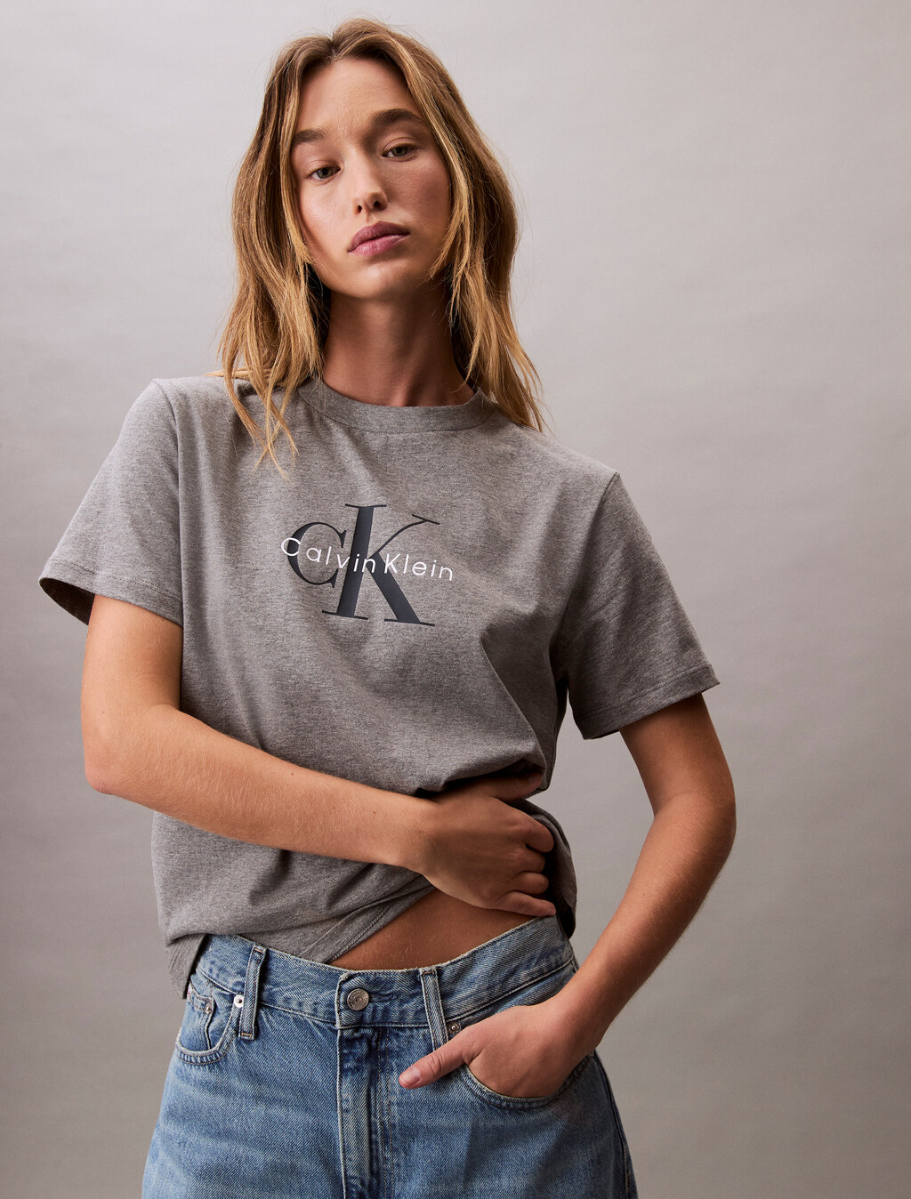 Monogram T-shirt, Medium Grey Heather, hi-res