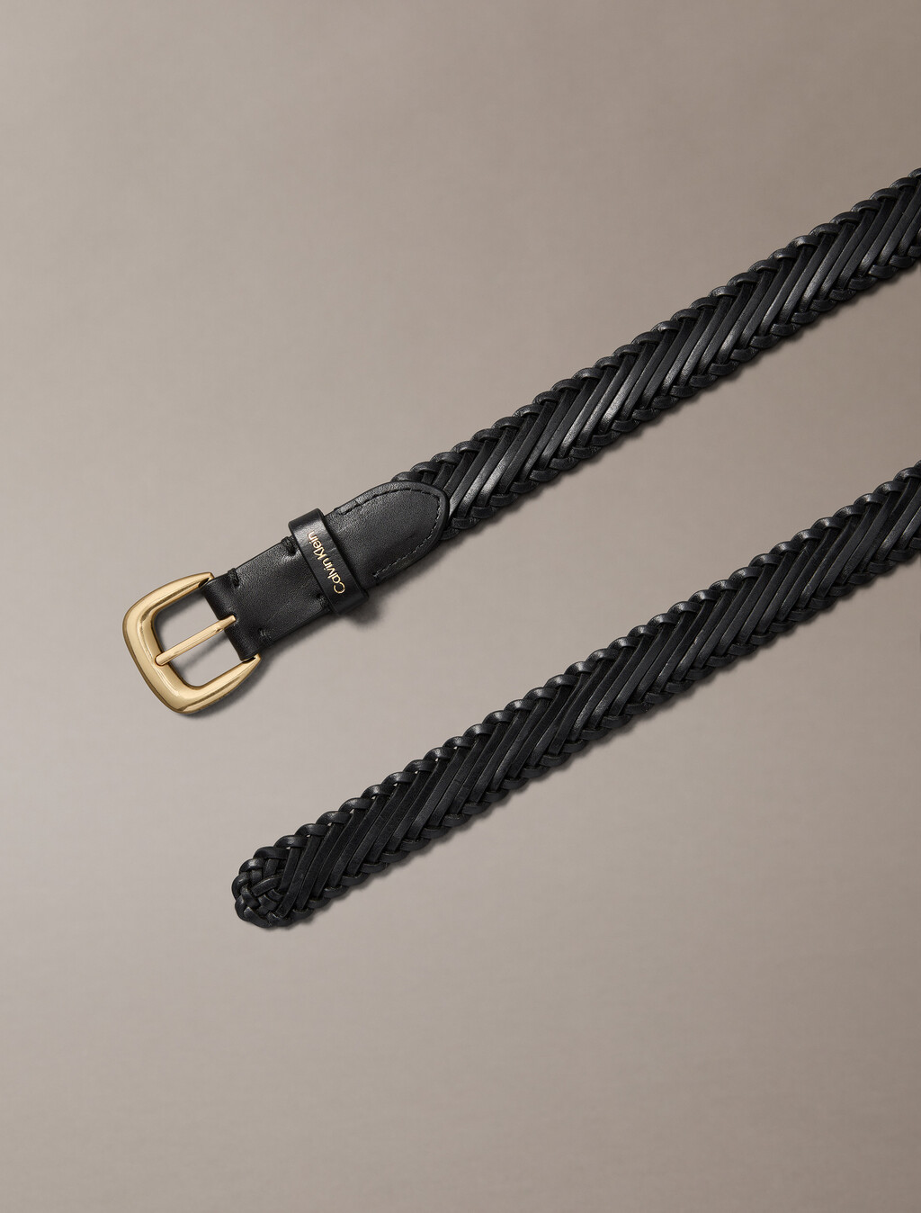 Braided Leather Chunky Buckle Belt, BLACK / ANTIQUE LIGHT GOLD, hi-res