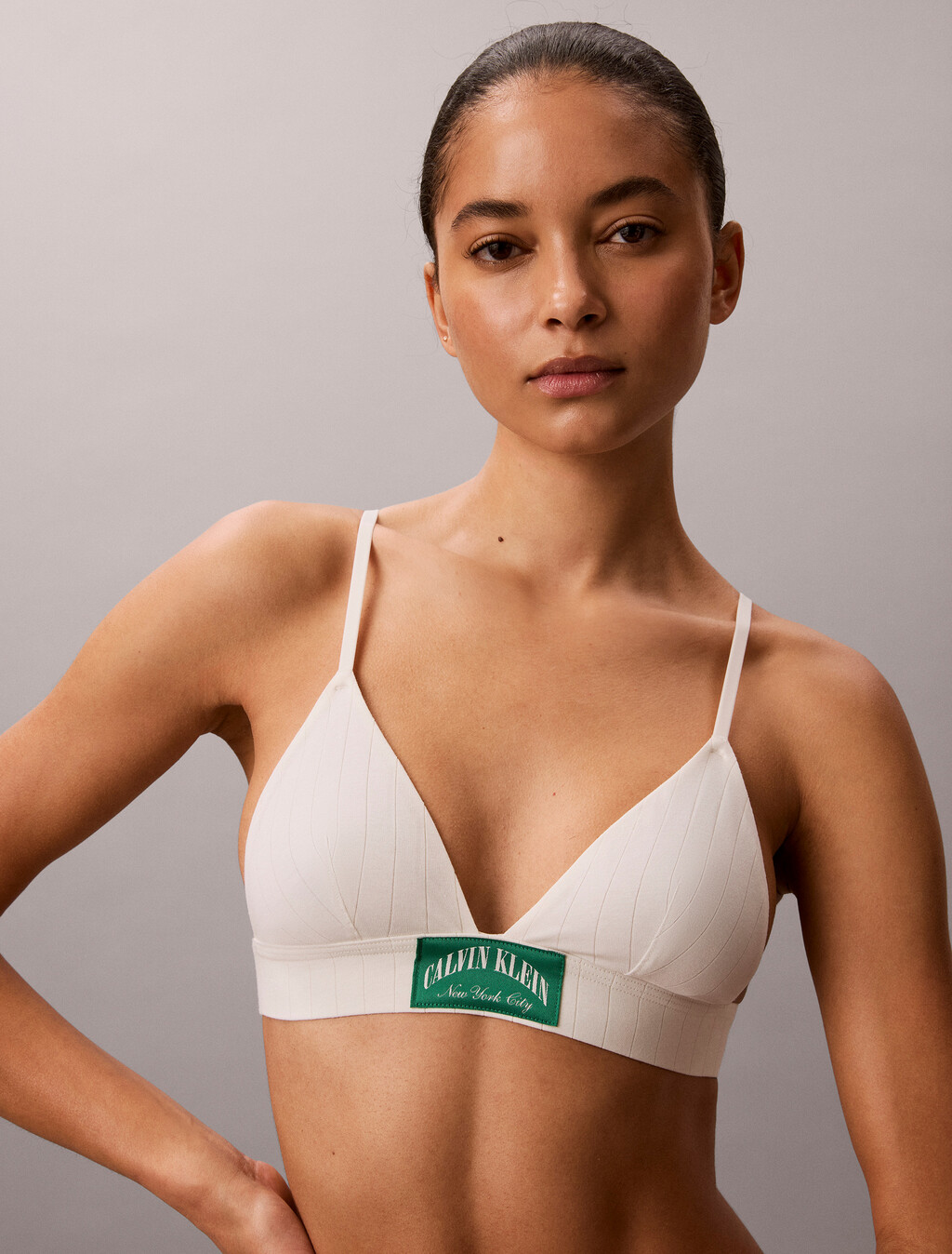 Lightly Lined Triangle Bralette - Heritage Classic Cotton Stretch, Tofu, hi-res