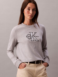 Monogram Long Sleeve Tee, BC06 Grey Heather, hi-res