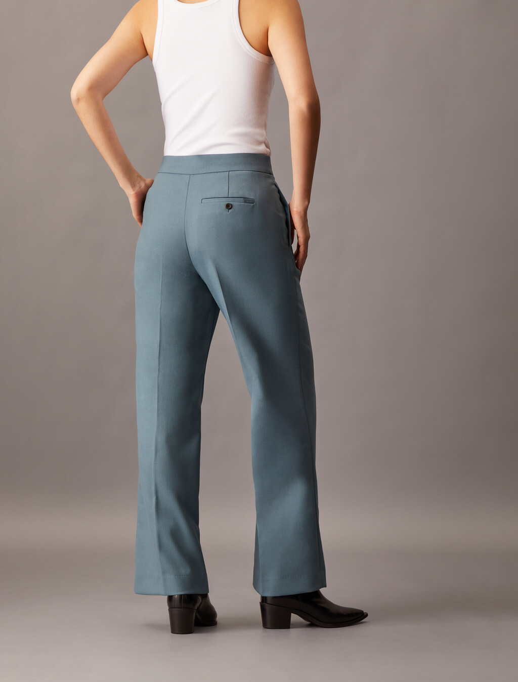 Coated Gabardine Flare Trousers, Stormy Weather, hi-res