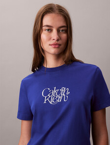 Script Logo Graphic Slim T-Shirt, Cobalt, hi-res