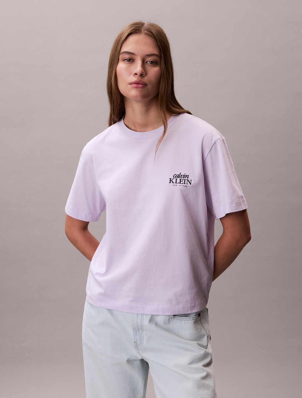 Relaxed Embroidered Logo T-shirt, Island Lilac, hi-res