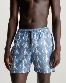 Calvin Klein 1996 Medium Drawstring Swim Shorts, Blue Ripple Ck Aop, hi-res