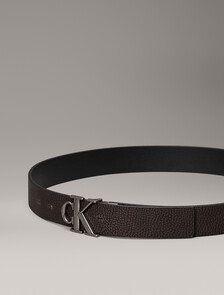 Leather Reversible Logo Belt, Black/Bitter Brown/Antique Silver, hi-res