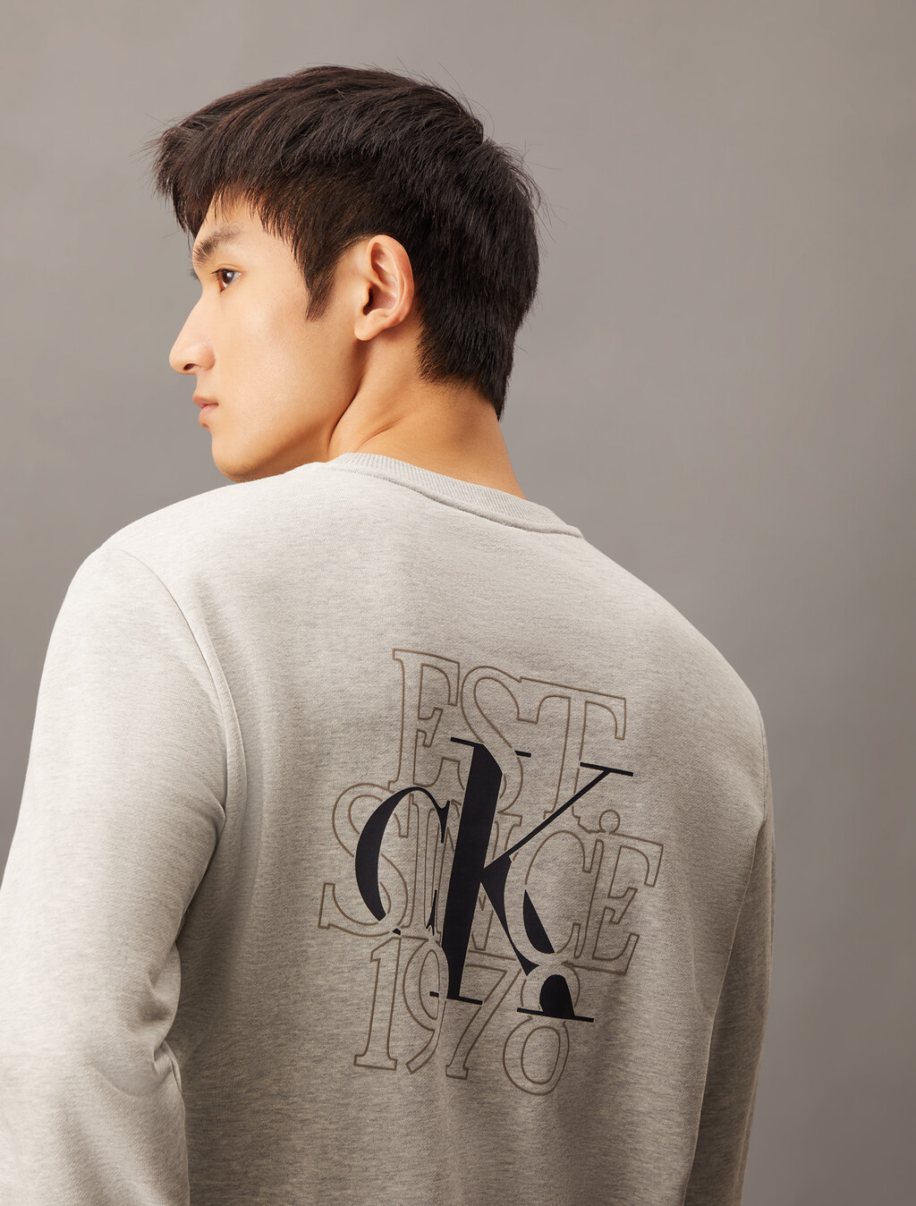 Back Monogram Print Sweatshirt, Light Grey Heather, hi-res