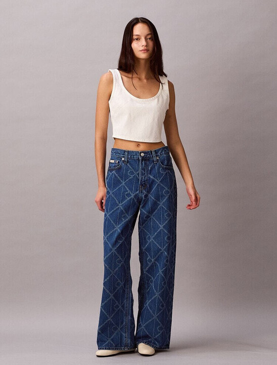 Allover Monogram Low Rise Baggy Jeans