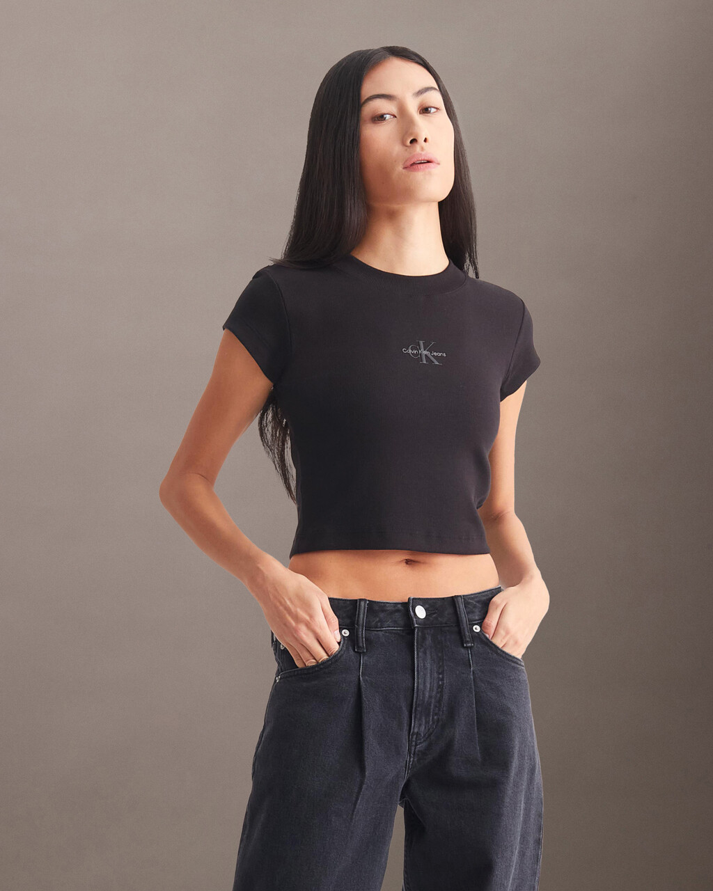 Monogram Baby Tee | black | Calvin Klein Singapore