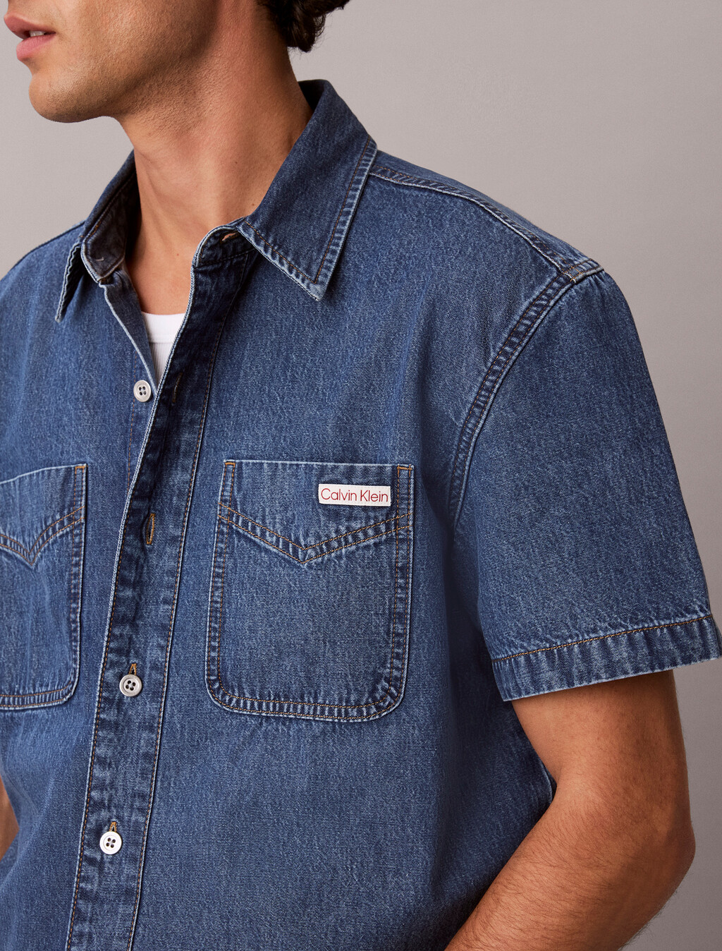 Boxy Denim Short Sleeve Shirt, BECKFORD BLUE, hi-res