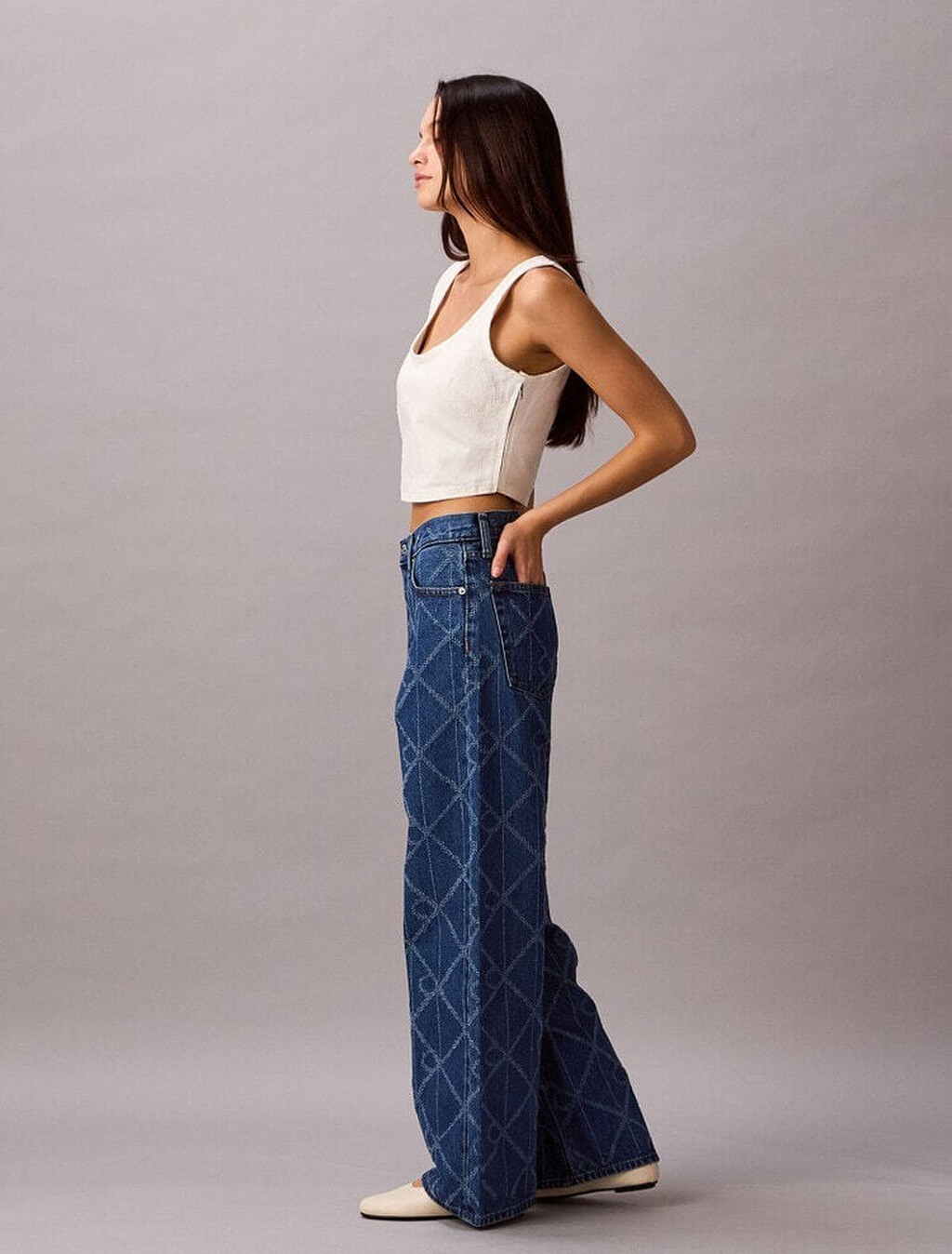 Allover Monogram Low Rise Baggy Jeans, CK ATLANTIC, hi-res
