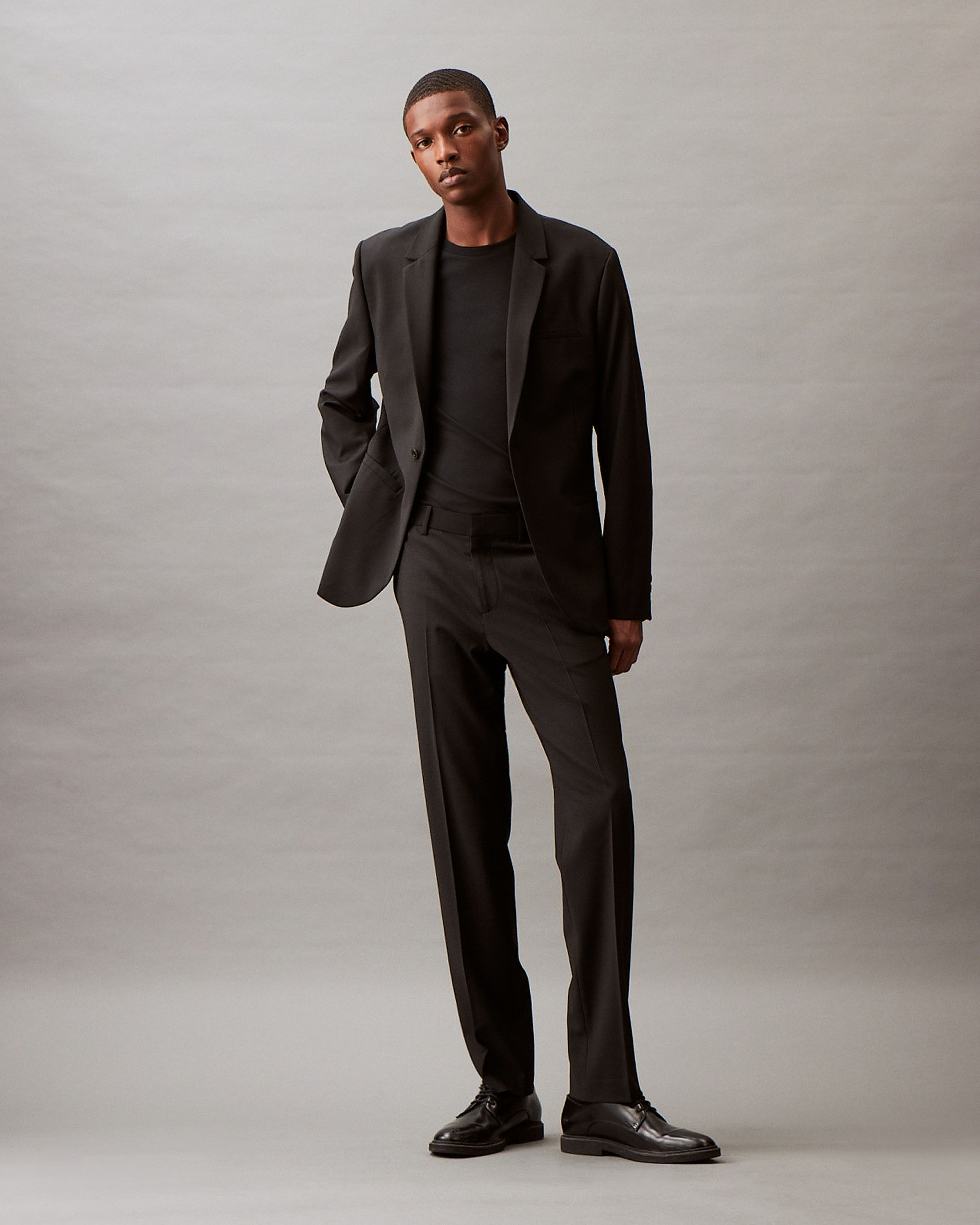 Tropical Wool Blend Slim Fit Pants black Calvin Klein Singapore