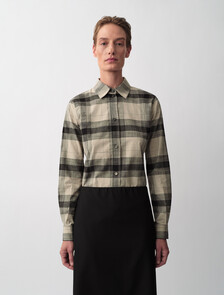 Scarlett Plaid Button-Down Shirt, Black, hi-res