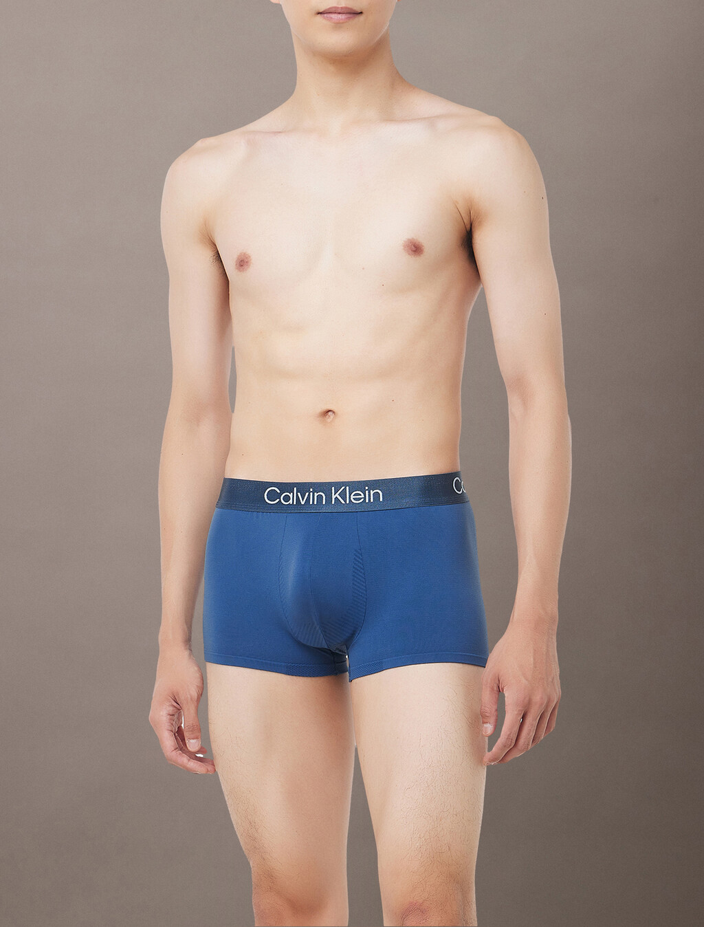 CK Pro Fit Micro Low Rise Trunks, Dark Denim w/ White Logo, hi-res