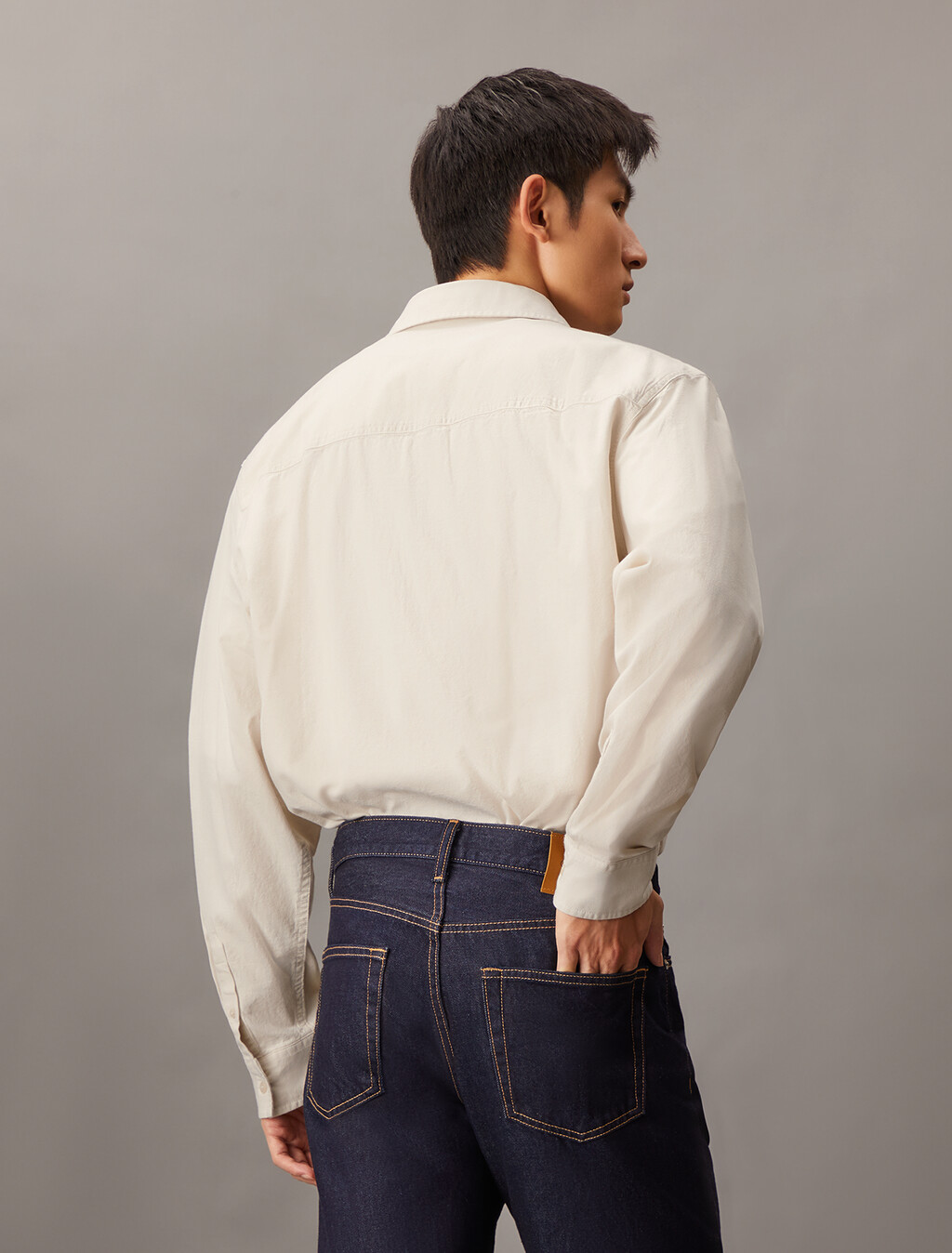 Relaxed Cotton Chambray Shirt, Moonbeam, hi-res
