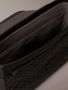 Embossed Emblem Logo Flap Messenger Bag, Black, hi-res