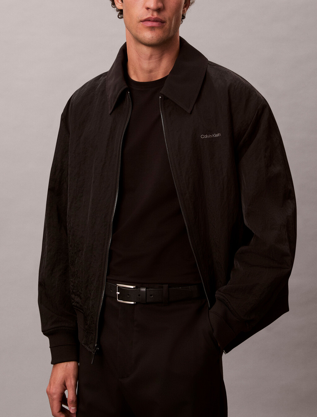 Stretch Cotton Slim Tee, Black, hi-res