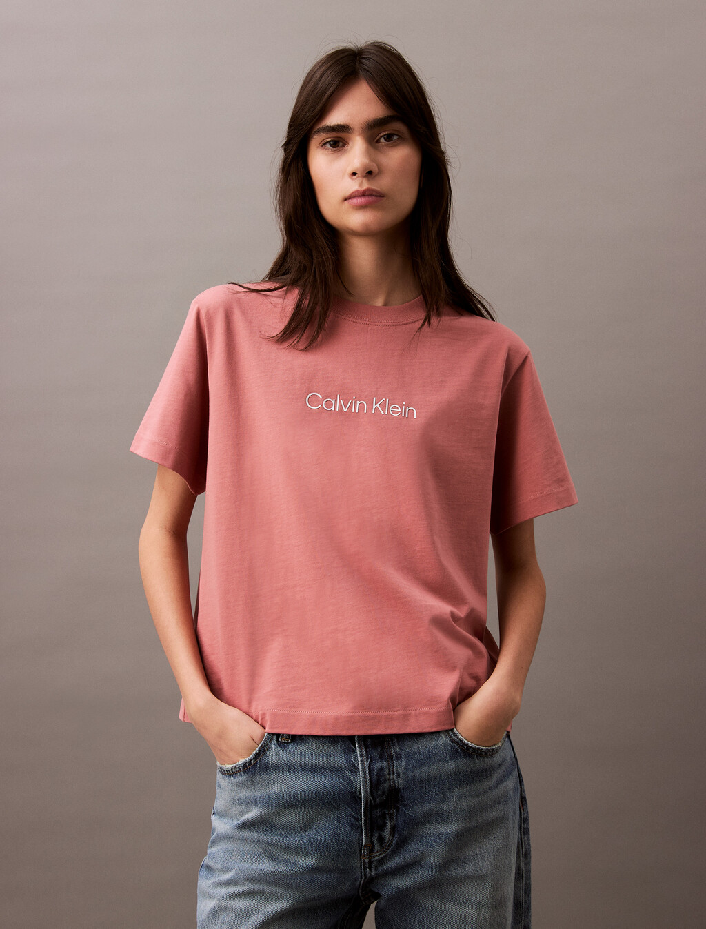 Relaxed Standard Logo Crewneck Tee, Light Mahogany, hi-res