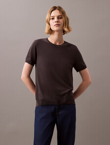 Fine Gauge Viscose Short Sleeve Sweater, Forged Iron, hi-res