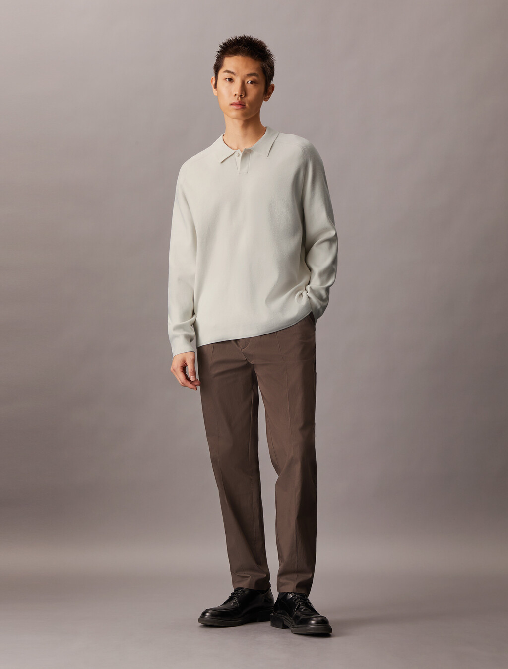 Tech Knit Sweater Polo Shirt, Vaporous Gray, hi-res