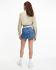CROPPED COTTON TWILL SHIRT, Travertine, hi-res
