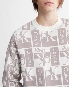 All Over Print Monogram Sweater, Ivory, hi-res