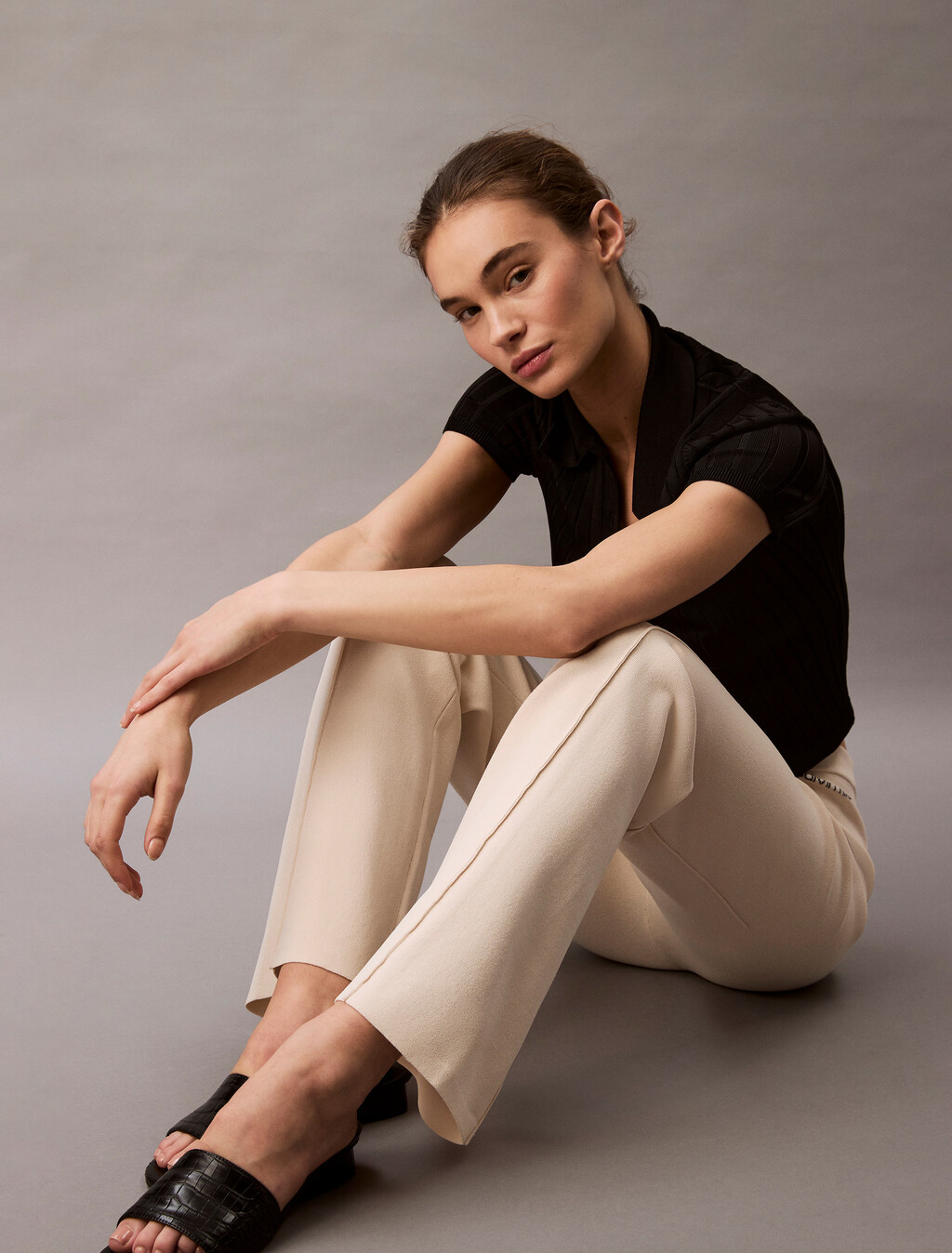 Stretch Viscose Trousers, Turtledove, hi-res