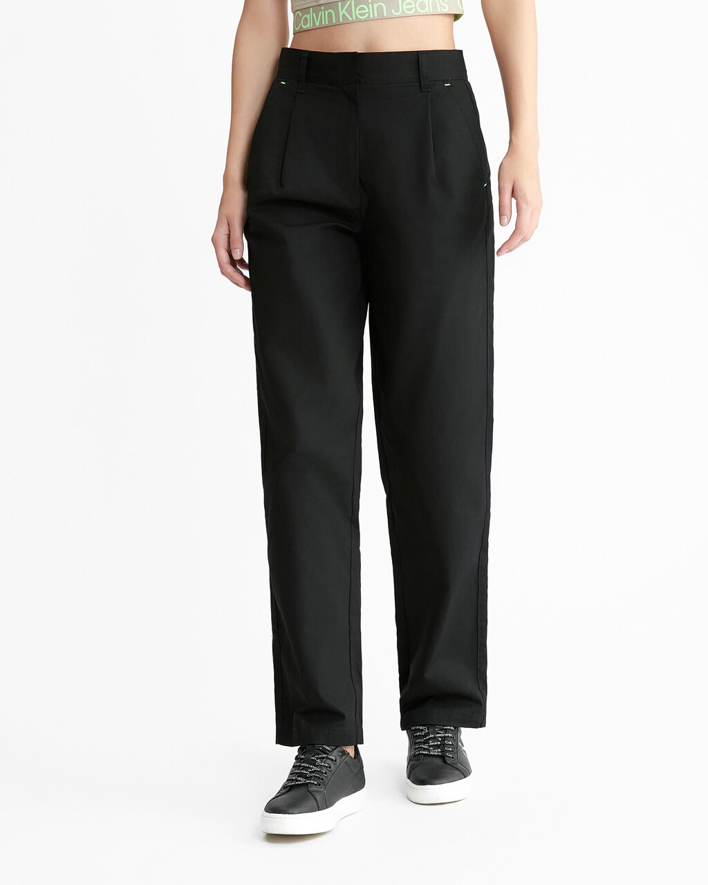 Pleated Straight Chinos, Ck Black, hi-res