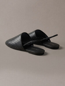 Leather Slingback Mules, Triple Black, hi-res