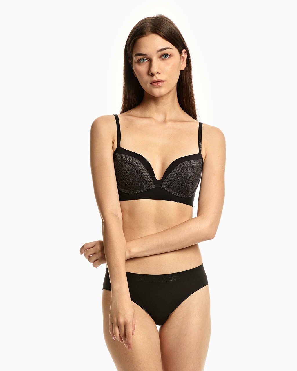 INVISIBLES LACE PUSH UP PLUNGE BRA, Black, hi-res