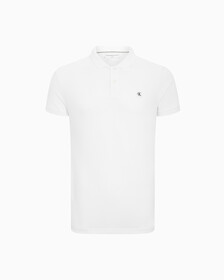 PIMA COTTON STRETCH RAISED COLLAR SLIM POLO, Bright White, hi-res