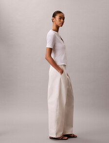 Ribbed Short Sleeve Cardigan, Bright White, hi-res