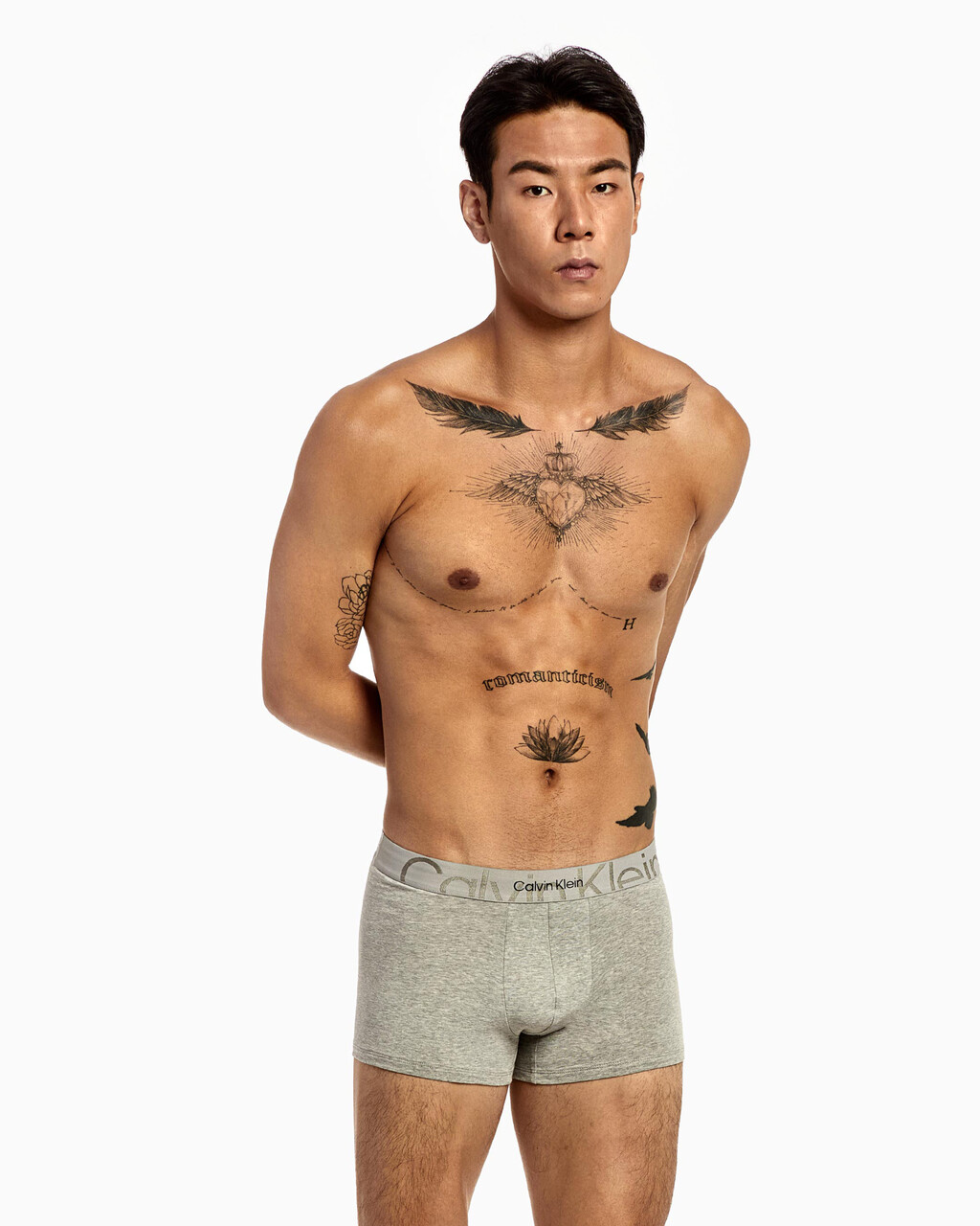 Embossed Icon Cotton Trunks, Grey Heather, hi-res