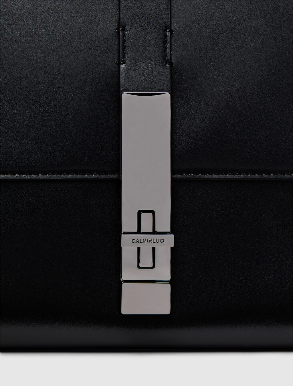 Leather Messenger Bag, Black, hi-res