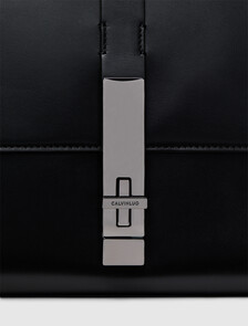 Leather Messenger Bag, Black, hi-res