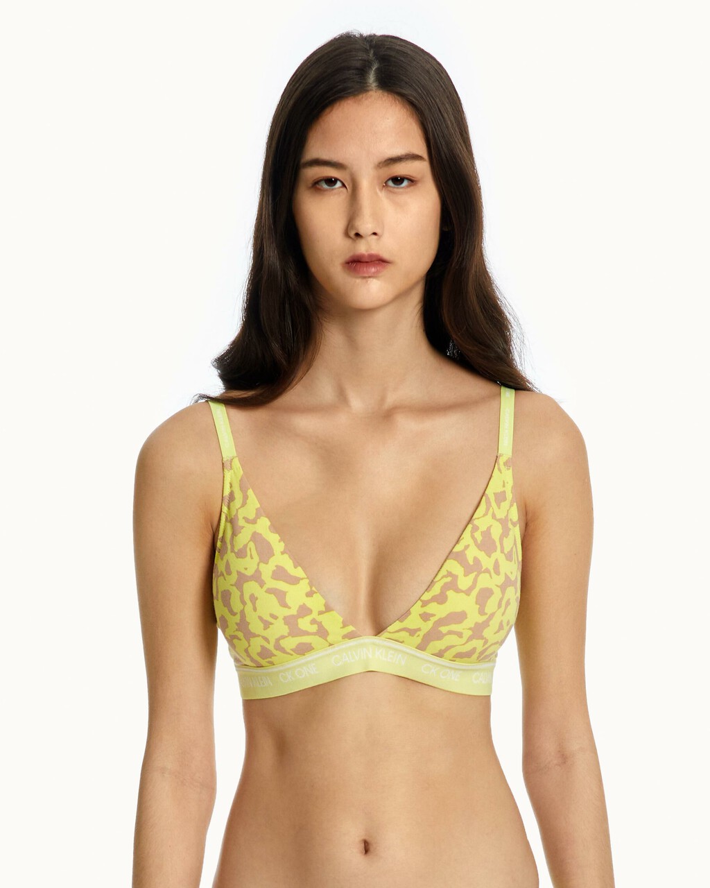 CK One Cotton Lightly Lined Triangle Bra, DART FROG PRINT+CYBER GREEN, hi-res