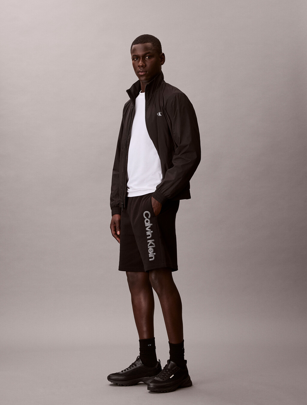 Cotton Terry Graphic Short, Black, hi-res