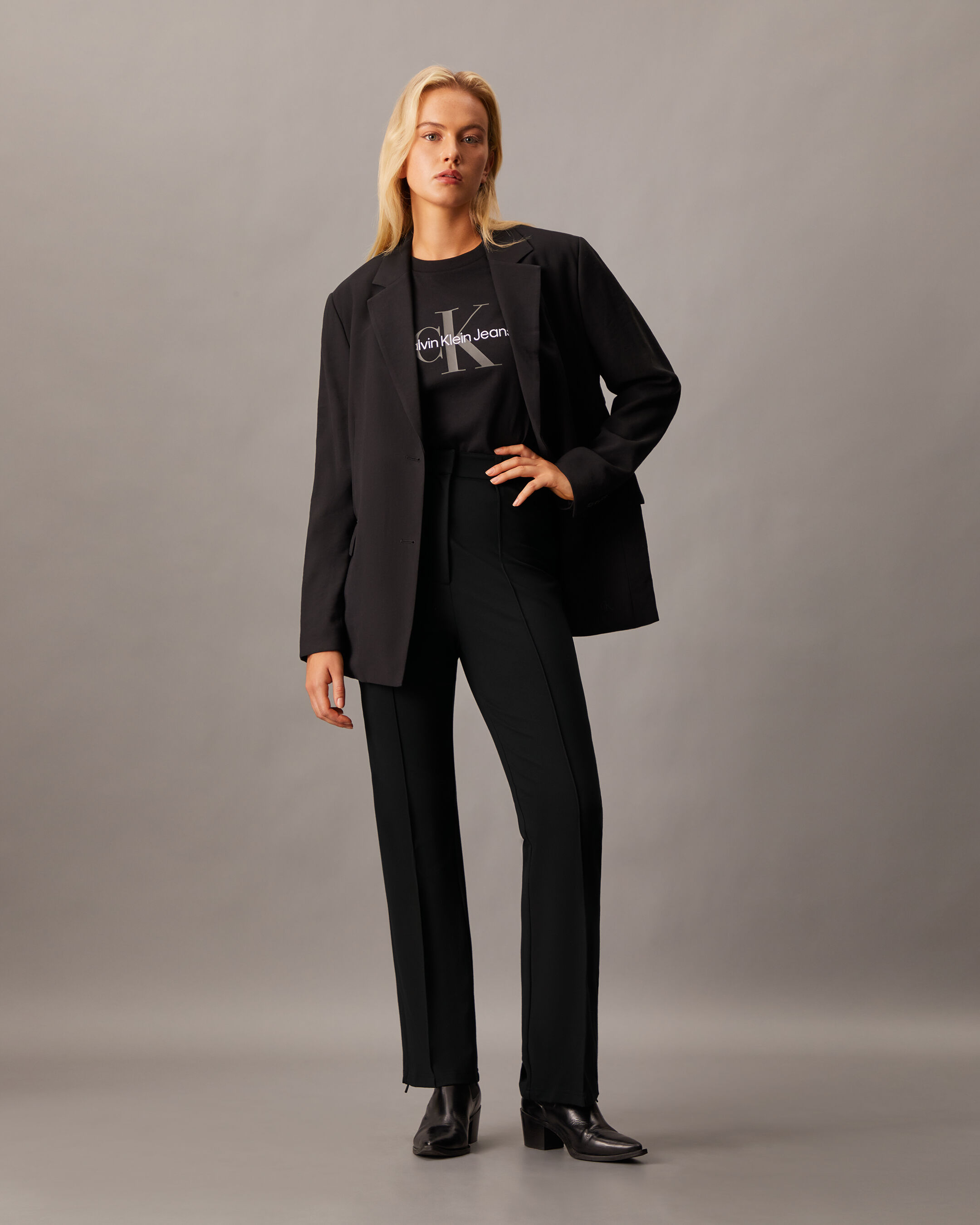 High Rise Flare Milano Pants | black | Calvin Klein Singapore