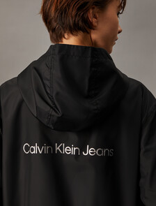 CK Logo Hooded Relaxed Windbreaker, Ck Black, hi-res