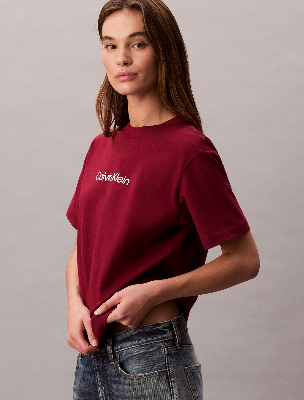Relaxed Standard Logo Crewneck Tee, Magenta Jewel, hi-res