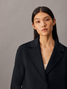 Double Face Recycled Wool Blend Blazer, Black Beauty, hi-res