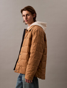 Reversible Puffer Shirt Jacket, Dark Sapphire / Tobacco Brown, hi-res