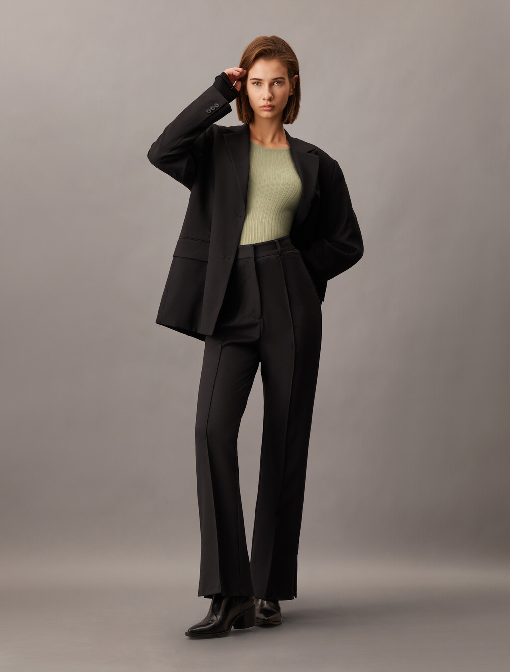 Sheer Long Sleeve Sweater, Sueded, hi-res