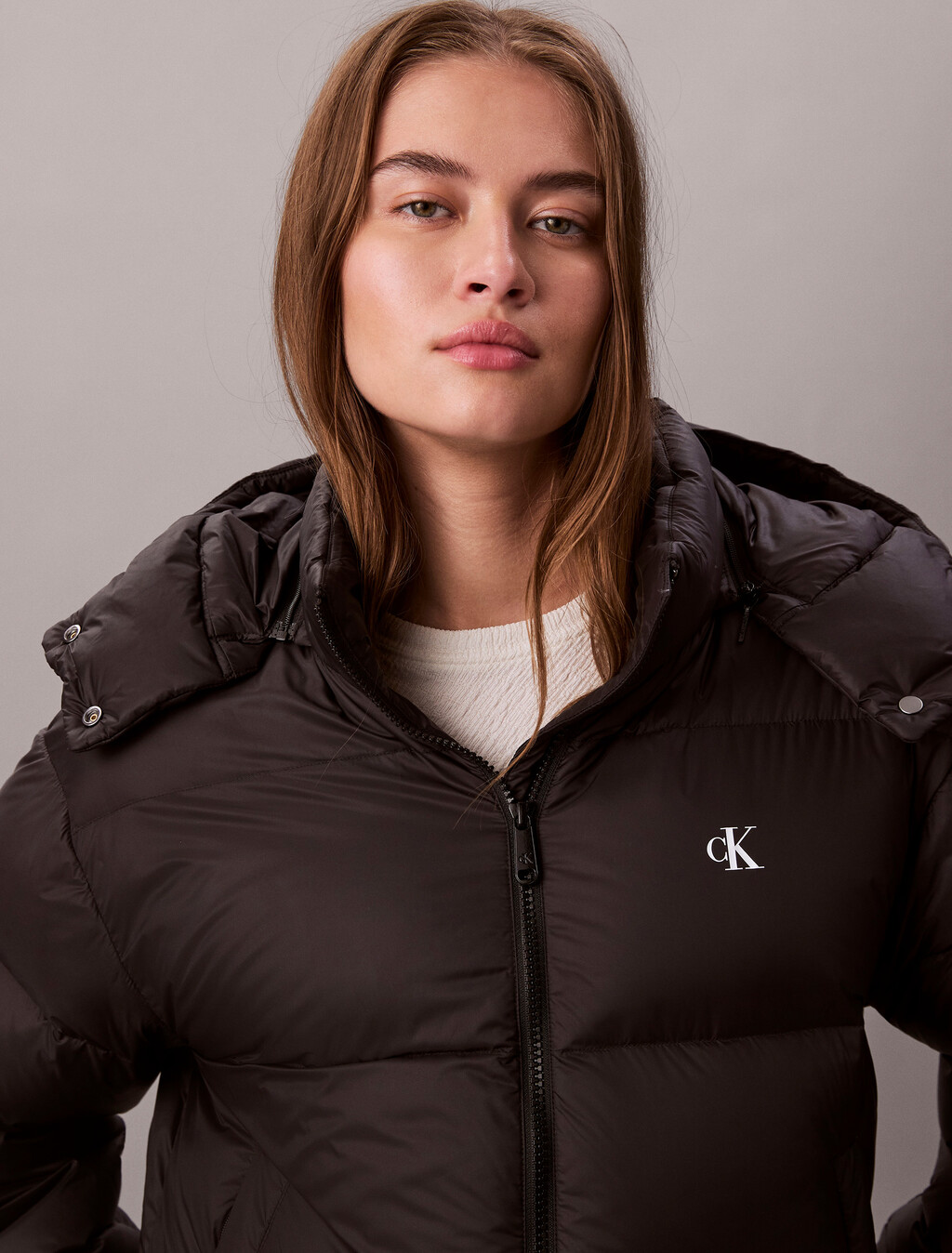 Short Down Puffer Jacket, Black, hi-res