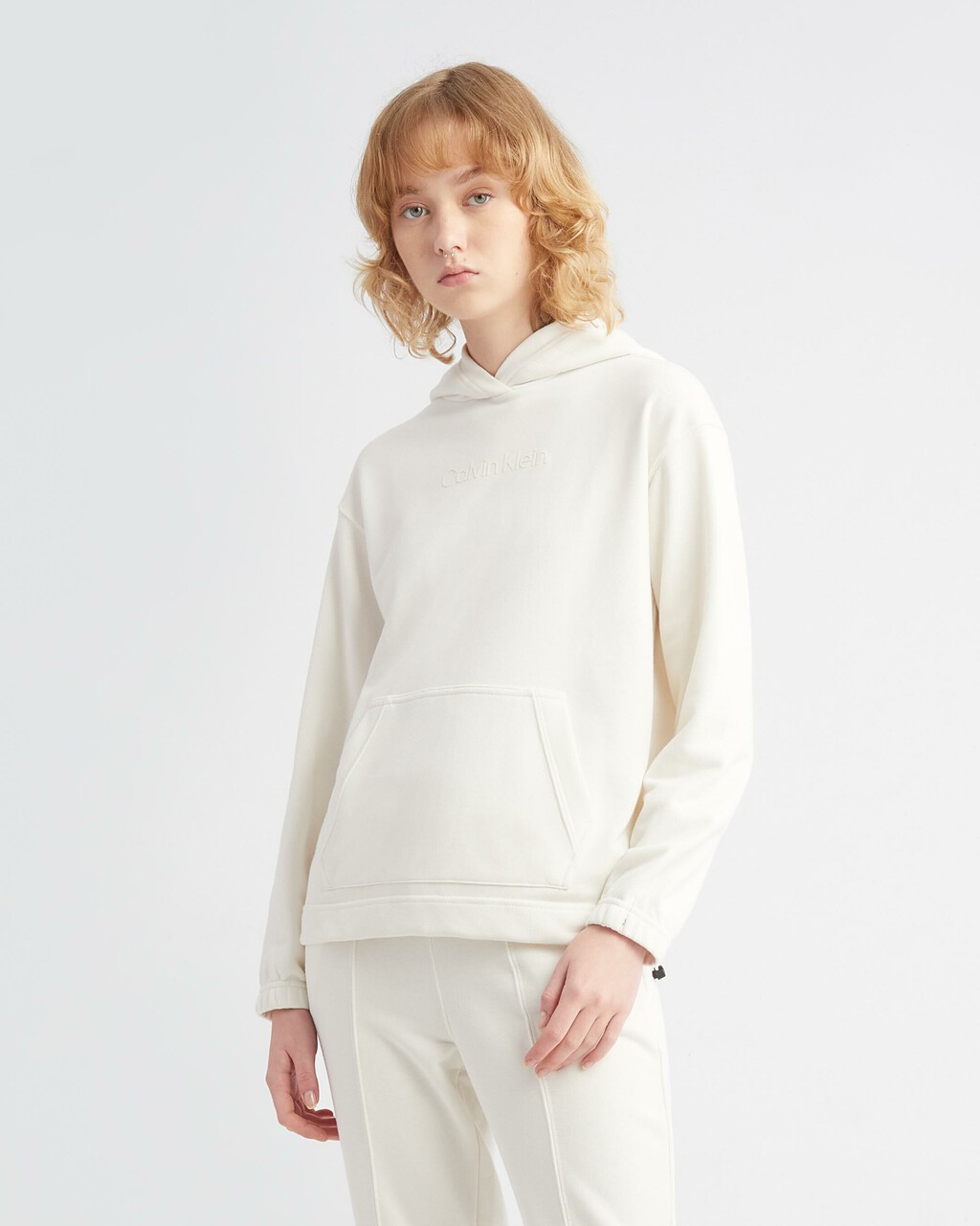 COTTON TERRY HOODIE, WHITE SUEDE, hi-res