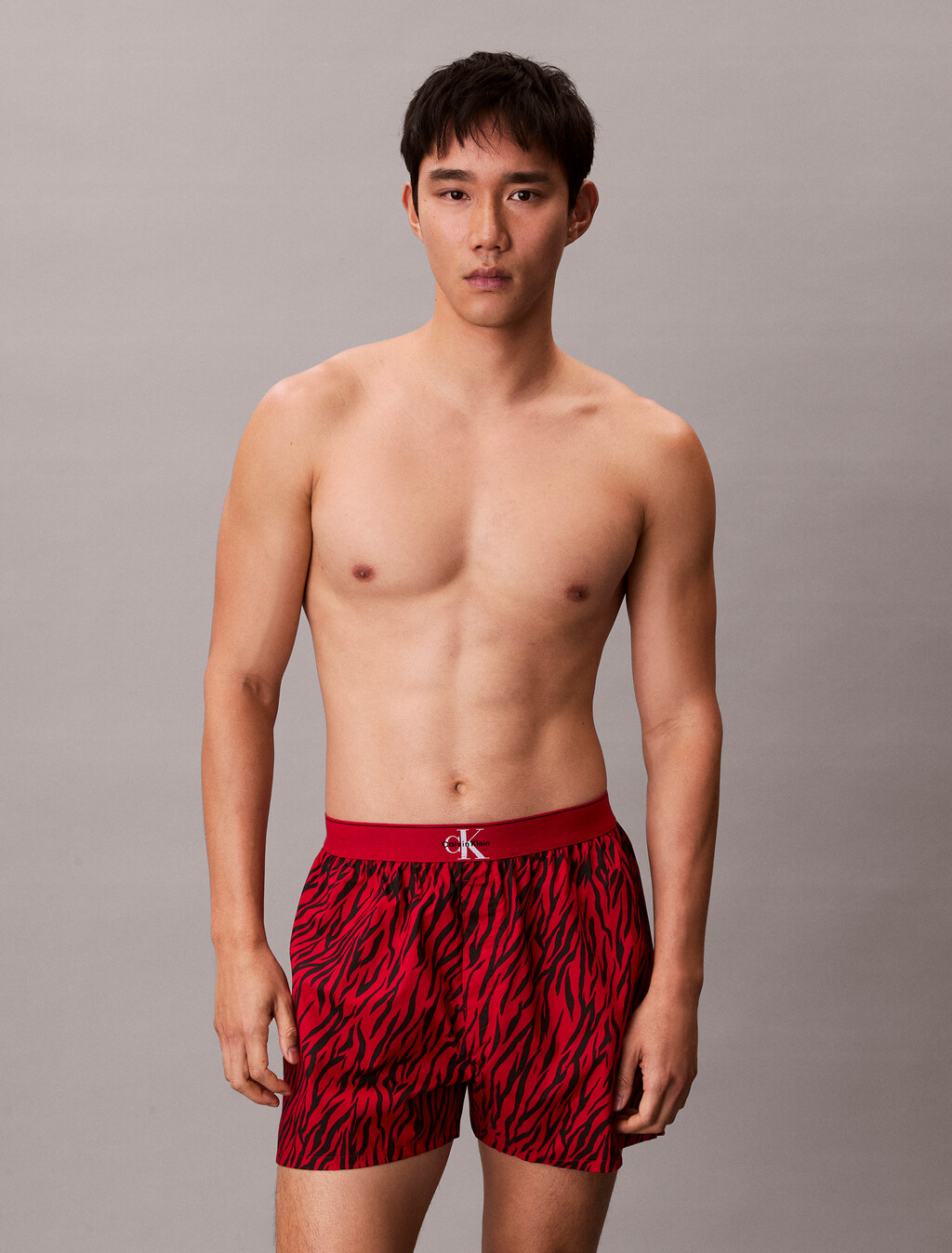 CK X Cotton Monogram Slim Boxer, PAINTED TIGER RED GALA, hi-res