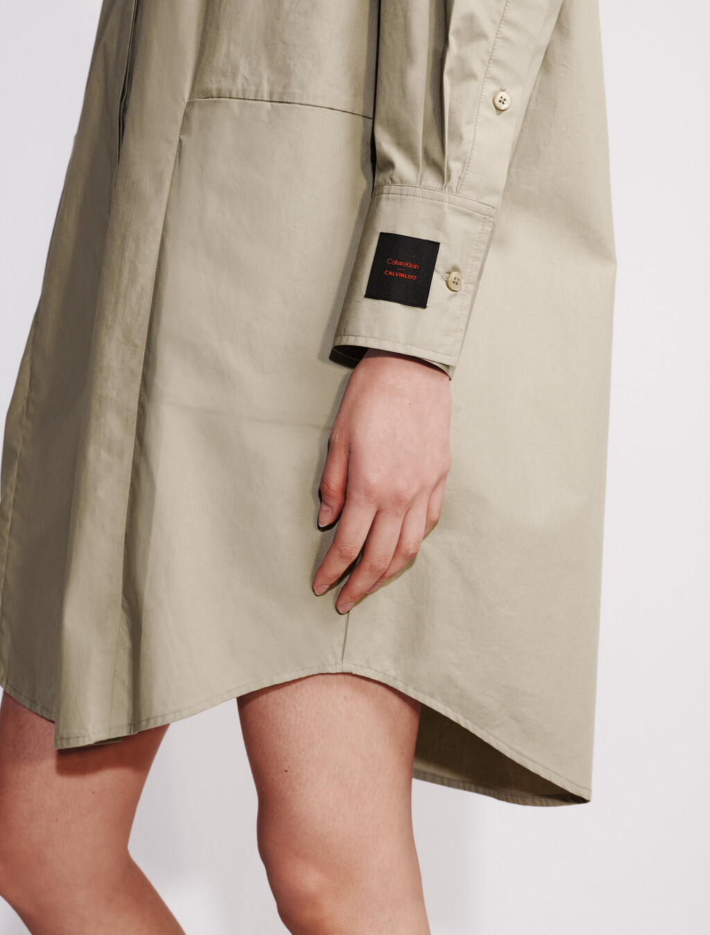 Poplin Woven Mini Shirt Dress, Laurel Oak, hi-res