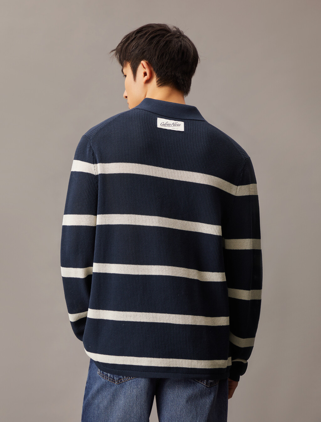 Striped Relaxed Polo, Dark Sapphire, hi-res
