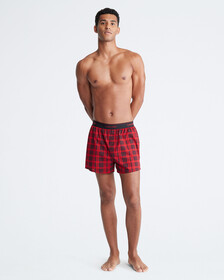 Modern Cotton Holiday Slim Boxer, SCOTTISH PLAID_ROUGE/SUNDRIED TOMATO, hi-res