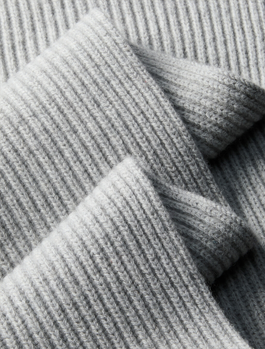 Wool Blend Signature Logo Scarf, Light Grey Heather, hi-res