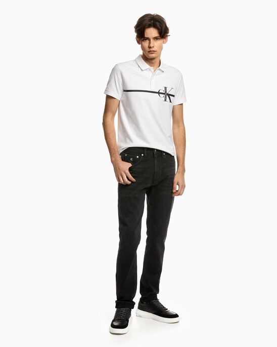 BLACK ARCHIVAL STRIPE MONOGRAM POLO